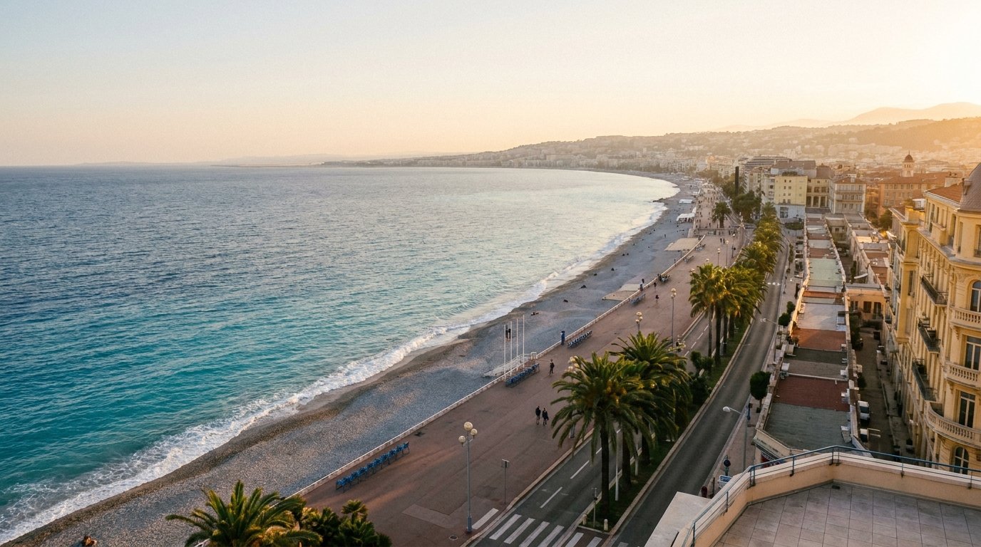 La Promenade des Anglais et la Baie des Anges, à 50 mètres de l'immeuble